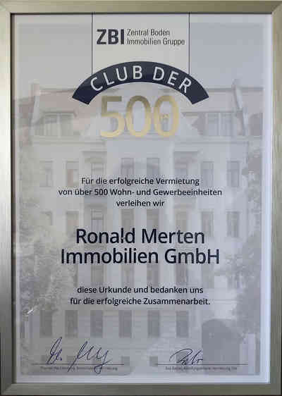 Immobilien Auszeichnung - Club der 500 - Verkauf & Vermietung
